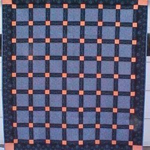 Quilt Custom Quilted Throw Sz 66 x 72 Black Salmon